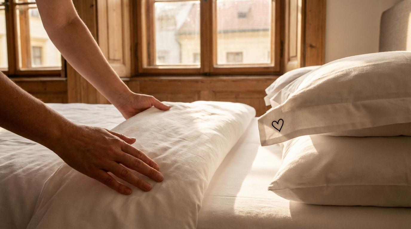 Frische saubere Hotelbettwäsche