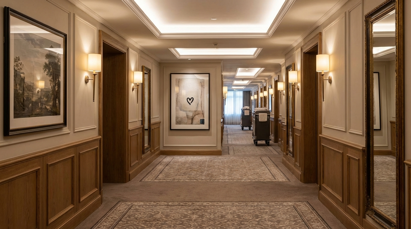 Eleganter Hotelkorridor mit funktionalem Design