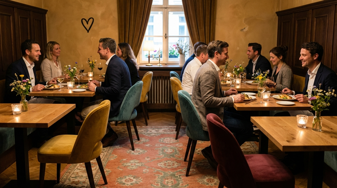 Abendstimmung im Hotelrestaurant – Gäste beim Dinner