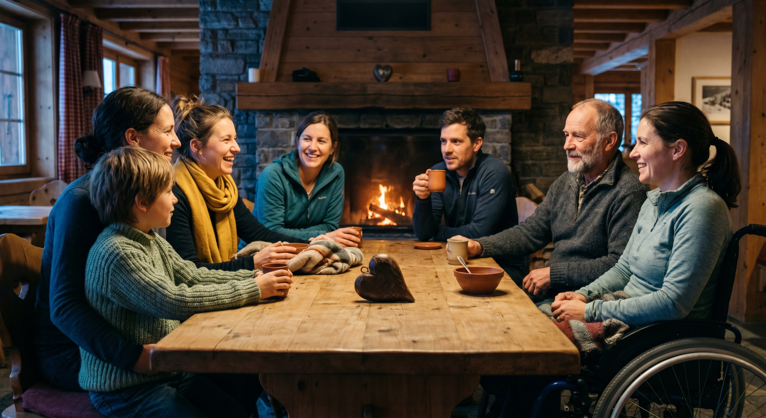 Diverse Gästegruppe im alpinen Hotel-Lounge
